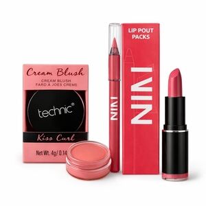 Makeup Bundle - Cream Blush and Duo Lip Pout Lipstick and Lip Liner